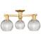Arcadia Athens 23"W 3-Lt Brushed Brass Semi-Flush w/ Basketweave Shade