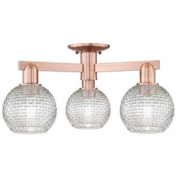 Arcadia Athens 23"W 3-Lt Copper Semi-Flush w/ Clear Basket Weave Shade