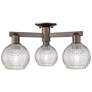 Arcadia Athens 23"W 3-Lt Oiled Bronze Semi-Flush w/ Basketweave Shade