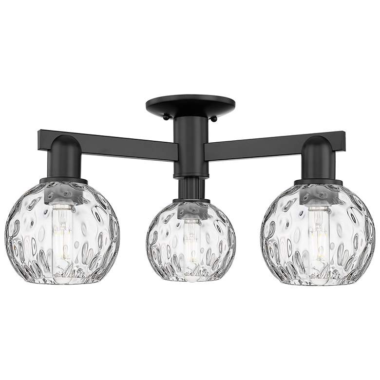 Image 1 Arcadia Athens 24"W 3 Light Black Semi-Flush w/ Water Glass Shade