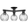 Arcadia Athens 24"W 3 Light Black Semi-Flush w/ Water Glass Shade