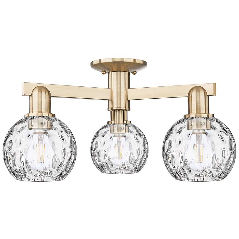 Image 1 Arcadia Athens 24"W 3 Light Bronze Semi-Flush w/ Water Glass Shade