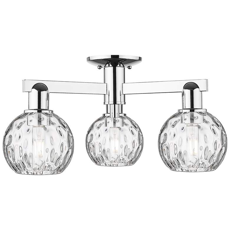 Image 1 Arcadia Athens 24"W 3 Light Chrome Semi-Flush w/ Water Glass Shade
