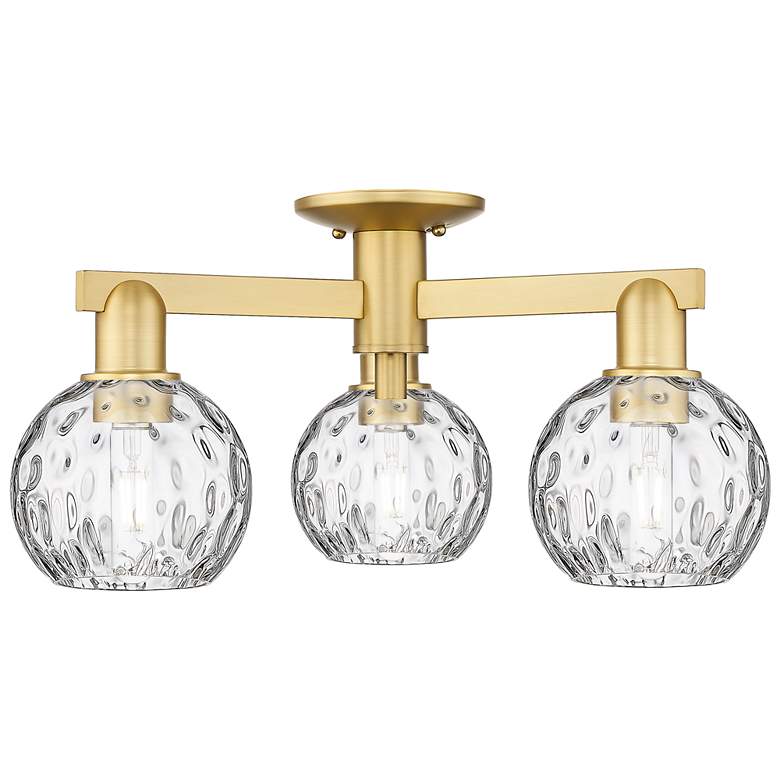 Image 1 Arcadia Athens 24"W 3 Light Gold Semi.Flush Mount w/ Water Glass Shade