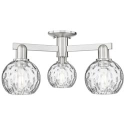 Arcadia Athens 24"W 3 Light Nickel Semi-Flush w/ Water Glass Shade