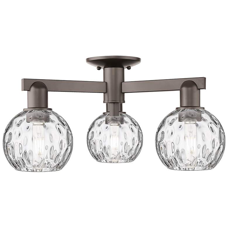 Image 1 Arcadia Athens 24"W 3-Lt Oiled Bronze Semi-Flush w/ Water Glass Shade