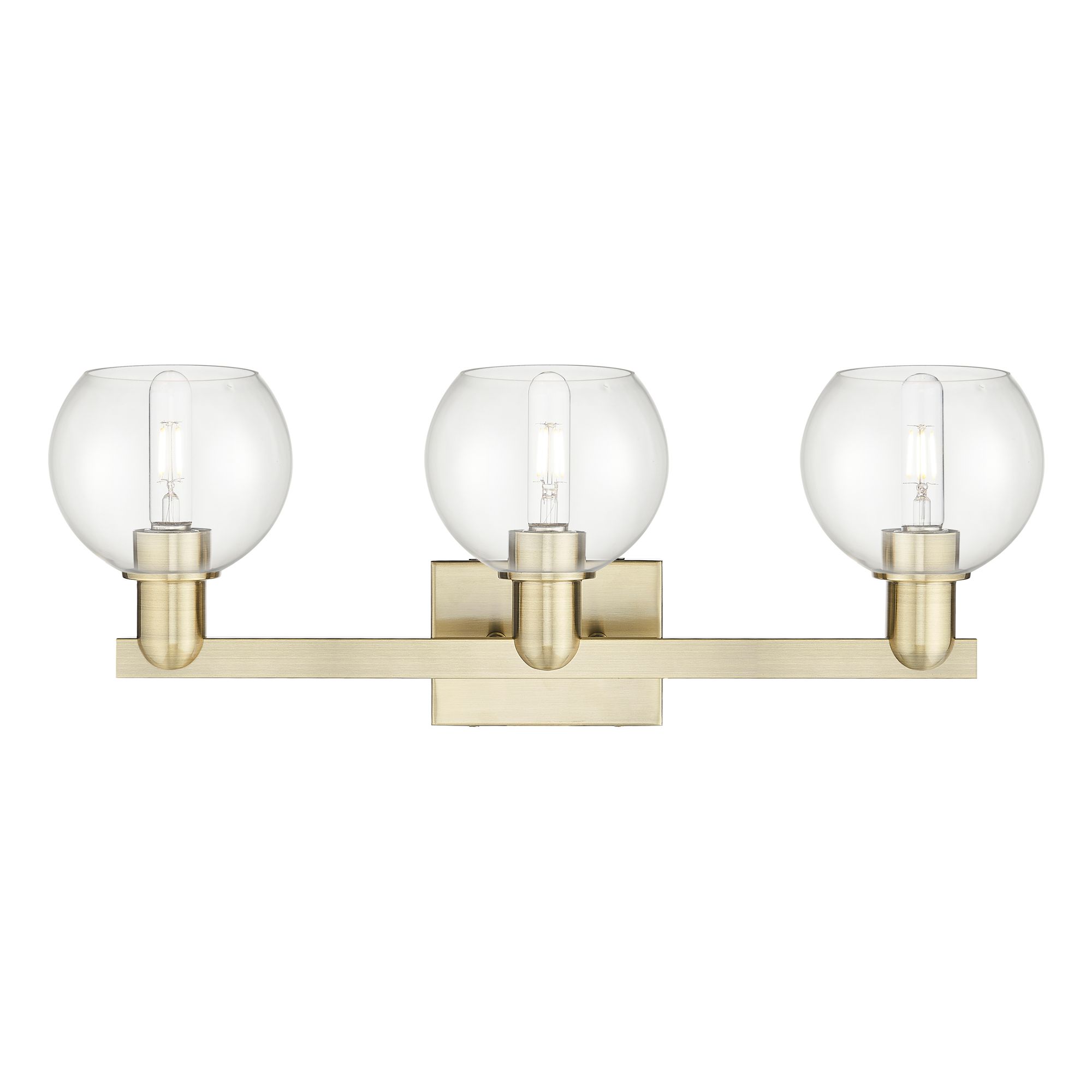 Image 2 Arcadia Athens 25"W 3 Light Antique Brass Bath Light With Clear Shade more views