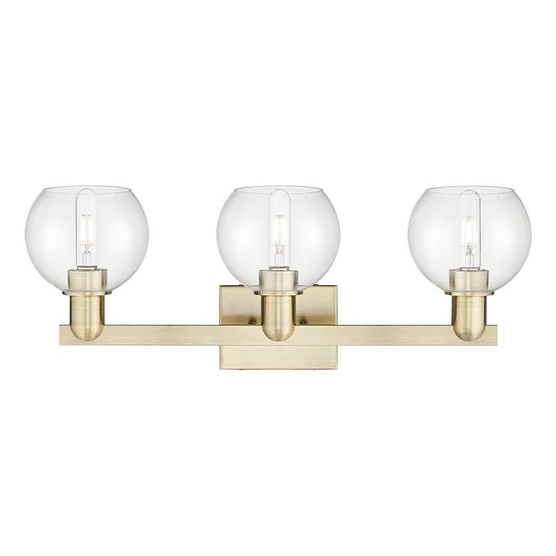 Image 2 Arcadia Athens 25"W 3 Light Antique Brass Bath Light With Clear Shade more views