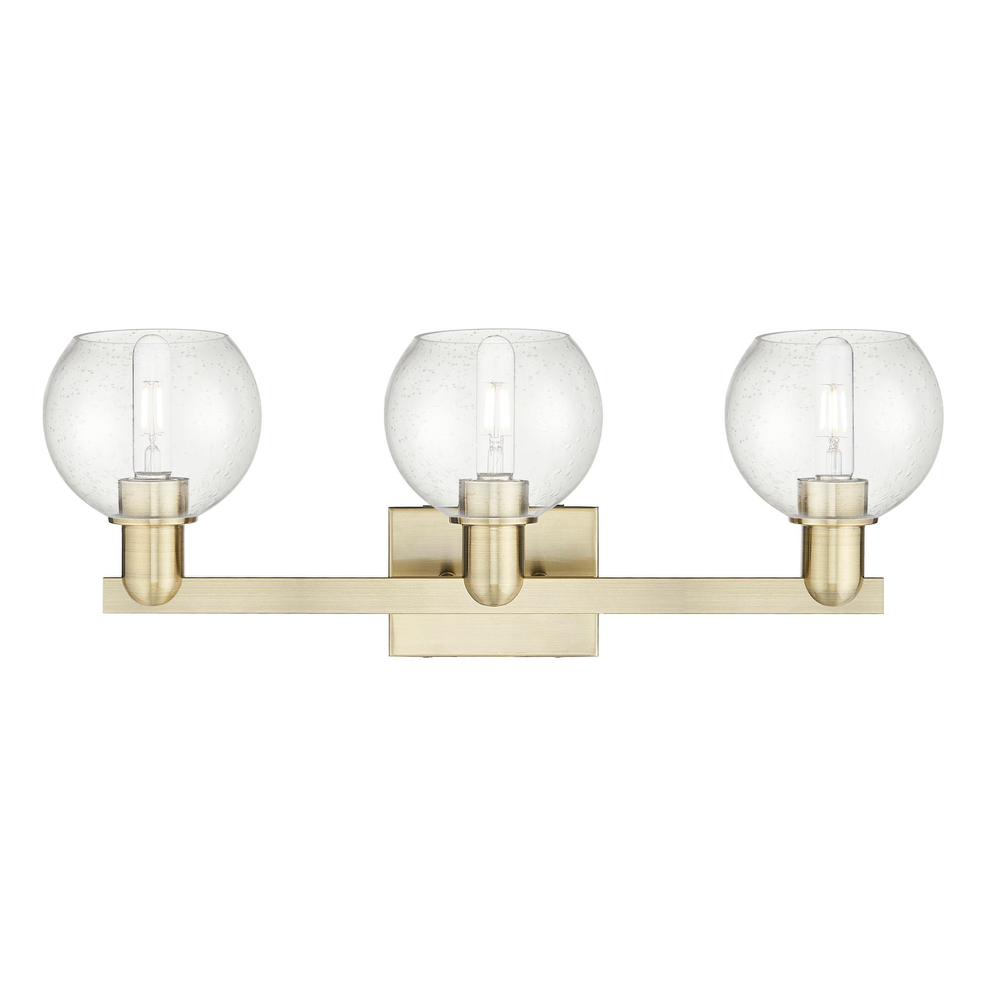 Image 2 Arcadia Athens 25"W 3 Light Antique Brass Bath Light With Seedy Shade more views