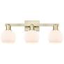 Arcadia Athens 25"W 3 Light Brass Vanity Light With Matte White Shade