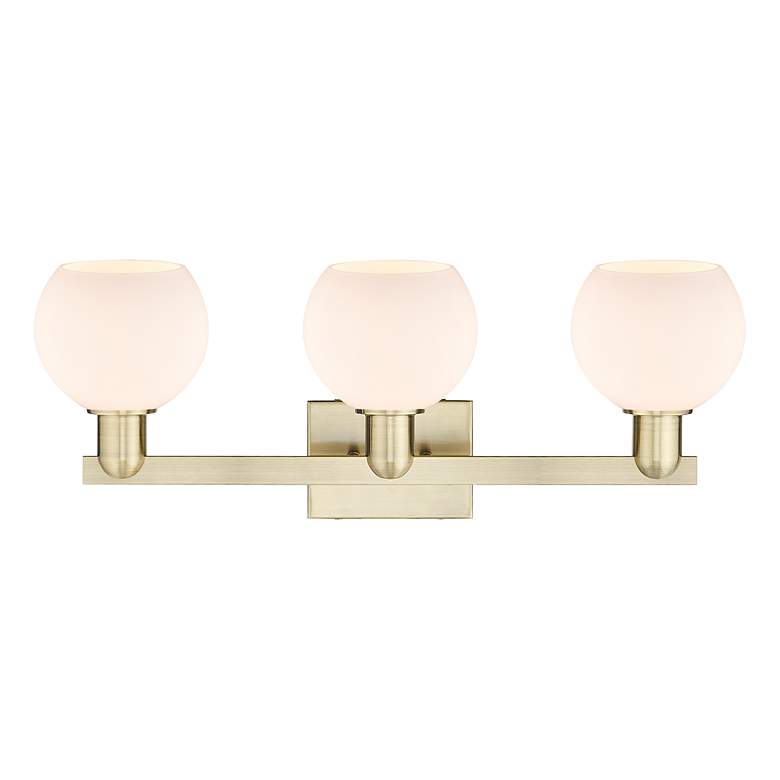 Image 2 Arcadia Athens 25"W 3 Light Brass Vanity Light With Matte White Shade more views
