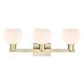 Arcadia Athens 25"W 3 Light Brass Vanity Light With Matte White Shade