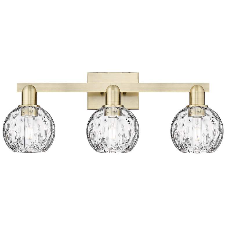 Image 1 Arcadia Athens 25"W 3 Light Brass Vanity Light With Water Glass Shade