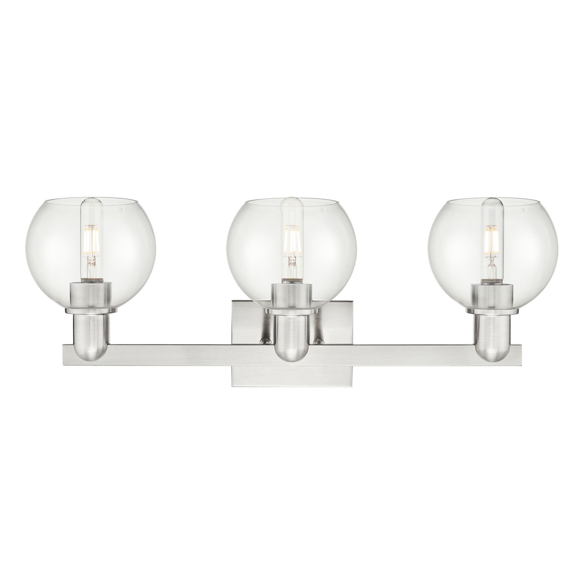 Image 2 Arcadia Athens 25"W 3 Light Brushed Nickel Vanity Light w/ Clear Shade more views