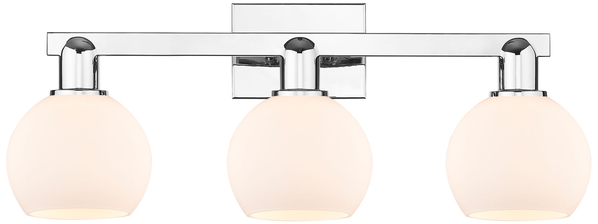 Arcadia Athens 25"W 3 Light Chrome Vanity Light w/ Matte White Shade