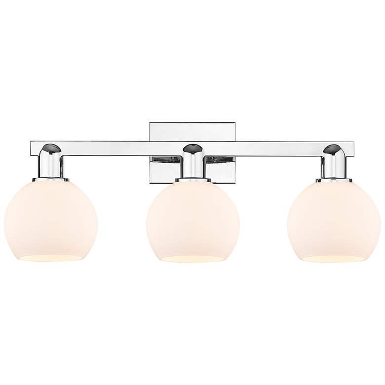 Image 1 Arcadia Athens 25"W 3 Light Chrome Vanity Light w/ Matte White Shade