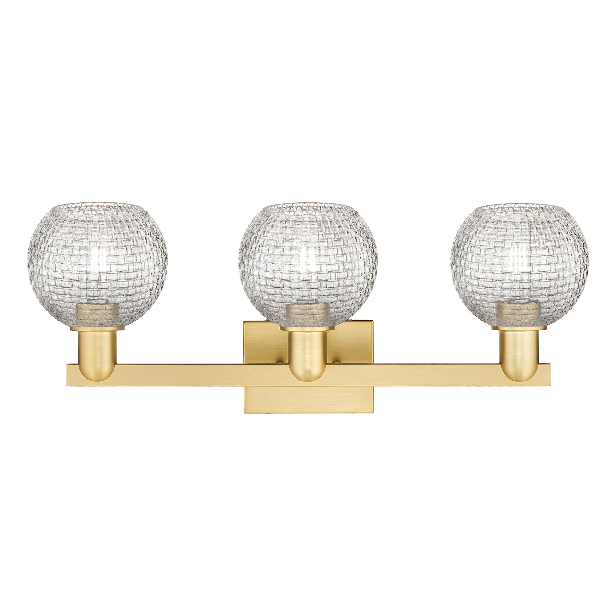 Image 2 Arcadia Athens 25"W 3 Light Gold Bath Light w/ Clear Basketweave Shade more views