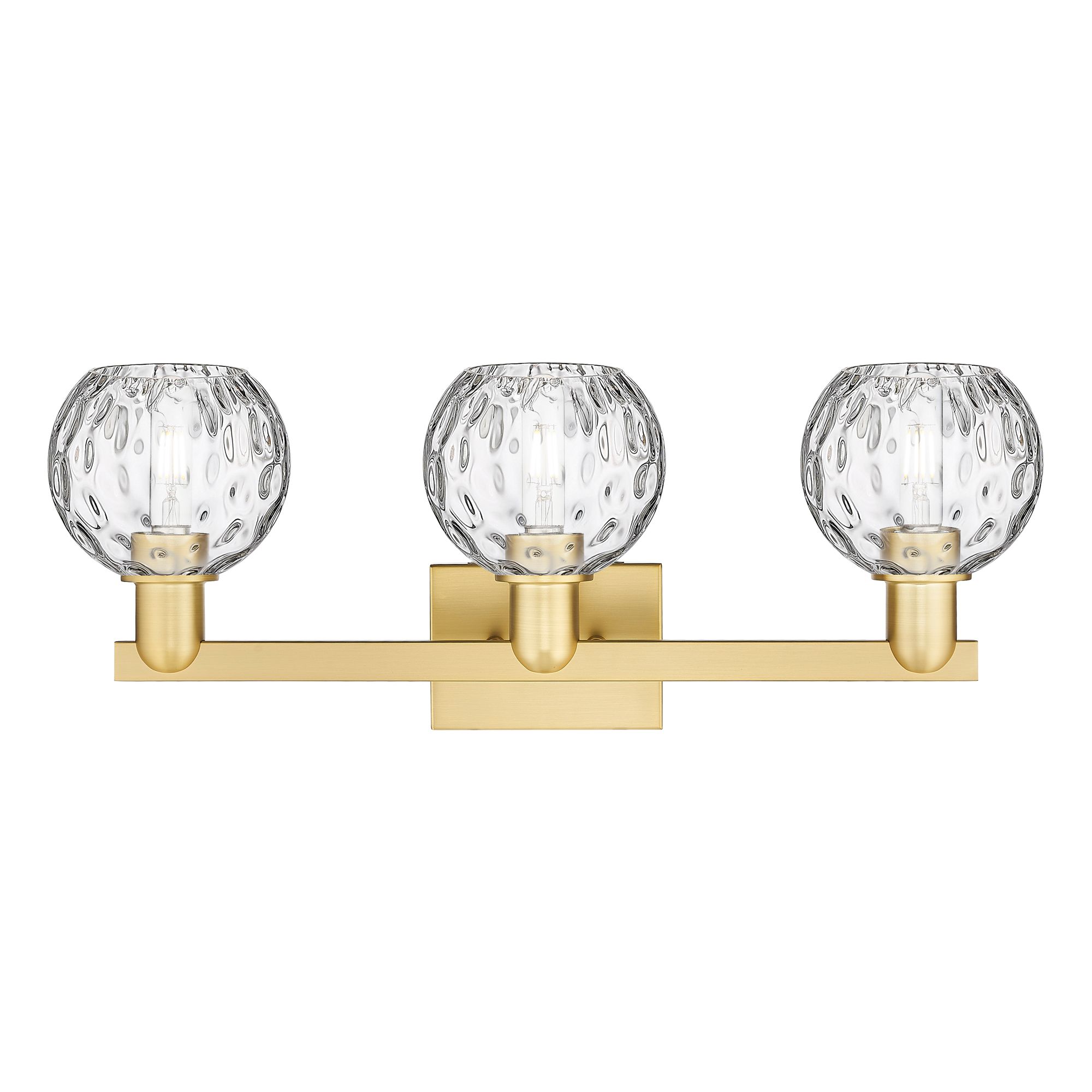 Image 2 Arcadia Athens 25"W 3 Light Gold Vanity Light w/ Water Glass Shade more views