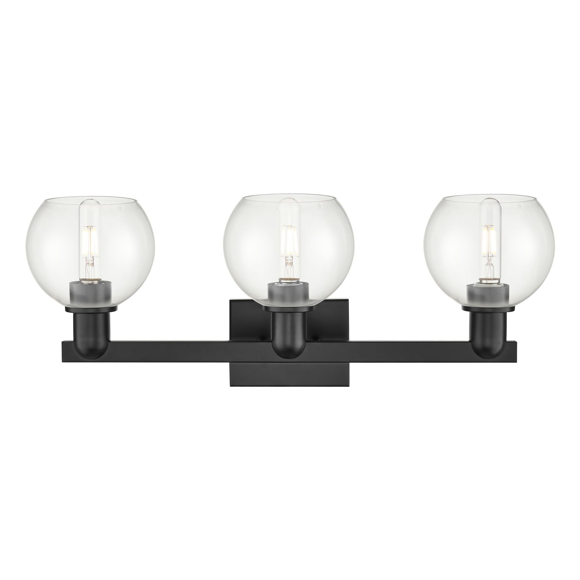 Image 2 Arcadia Athens 25"W 3 Light Matte Black Vanity Light With Clear Shade more views