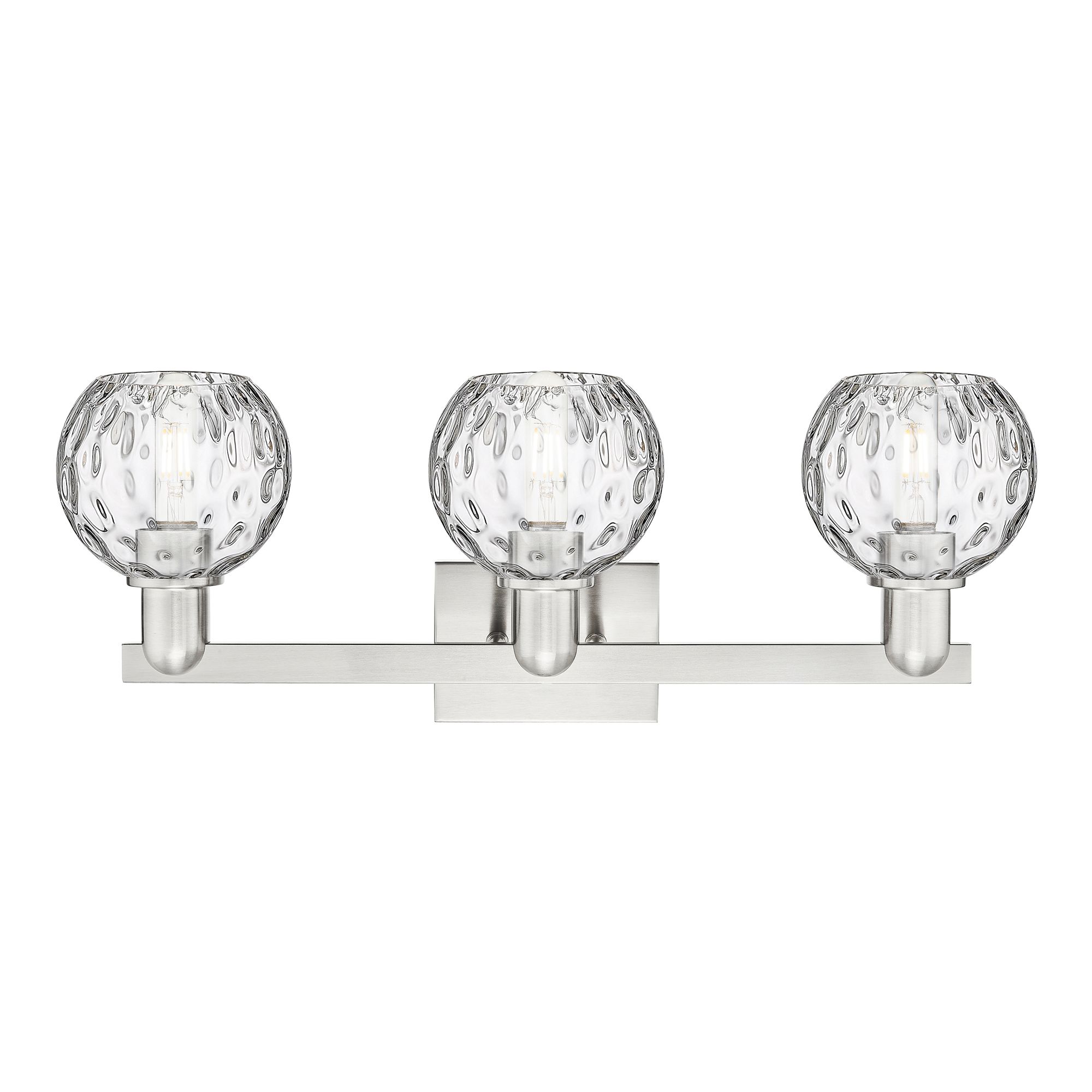 Image 2 Arcadia Athens 25"W 3 Light Nickel Bath Light w/ Water Glass Shade more views