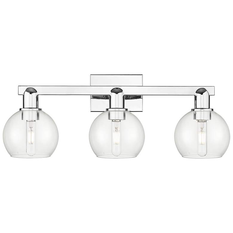 Image 1 Arcadia Athens 25"W 3 Light Polished Chrome Bath Light w/ Clear Shade