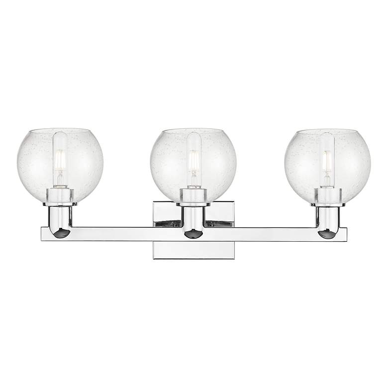 Image 2 Arcadia Athens 25"W 3 Light Polished Chrome Bath Light w/ Seedy Shade more views