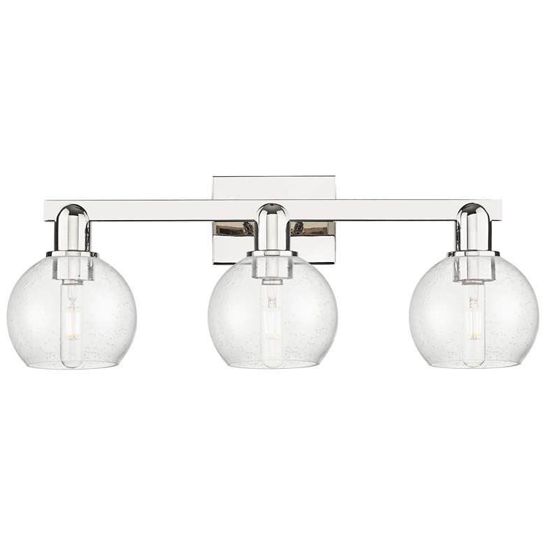 Image 1 Arcadia Athens 25"W 3 Light Polished Nickel Bath Light w/ Seedy Shade