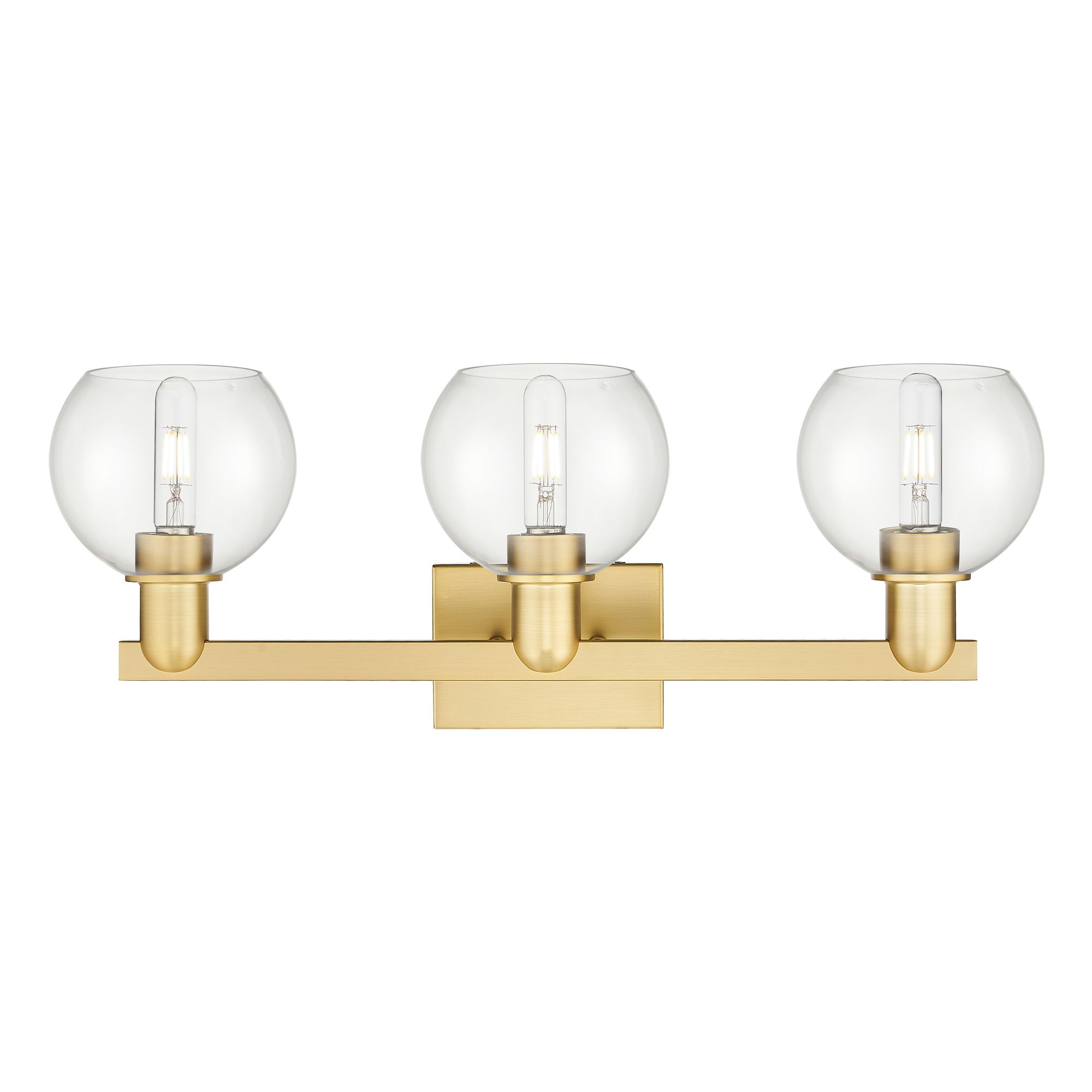 Image 2 Arcadia Athens 25"W 3 Light Satin Gold Vanity Light With Clear Shade more views