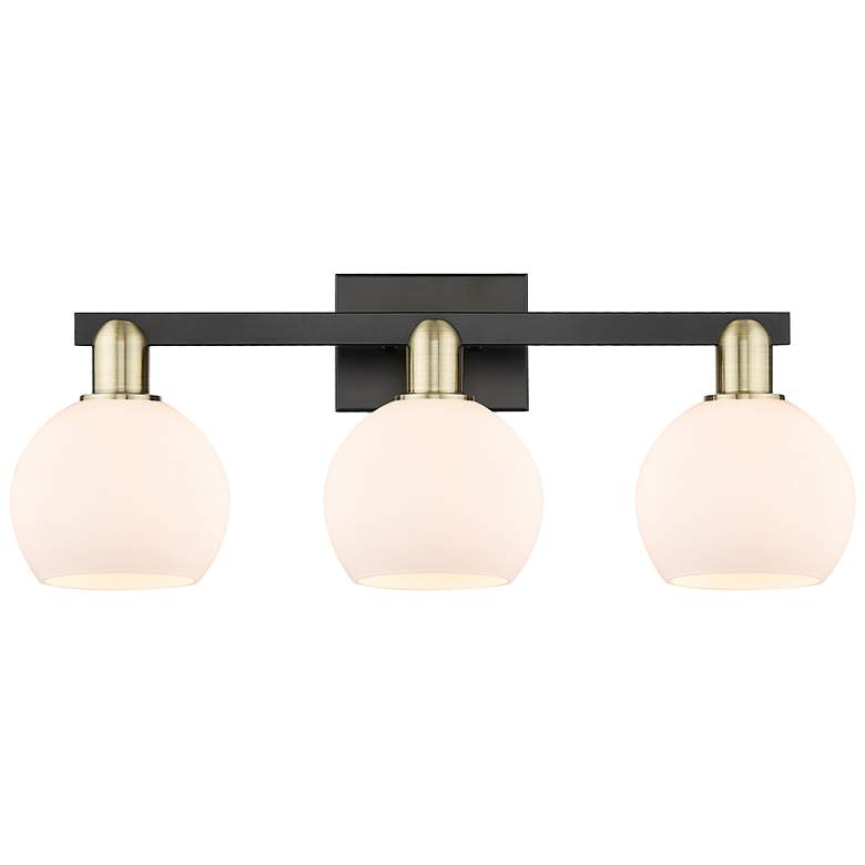 Image 1 Arcadia Athens 25"W 3-Lt Black Brass Bath Light w/ Matte White Shade