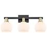 1_Arcadia Athens 25"W 3-Lt Black Brass Bath Light w/ Matte White Shade