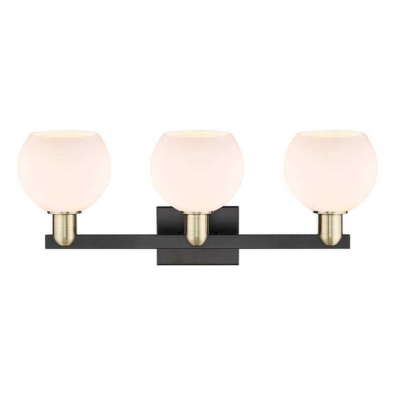 Image 2 Arcadia Athens 25"W 3-Lt Black Brass Bath Light w/ Matte White Shade more views
