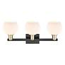 2_Arcadia Athens 25"W 3-Lt Black Brass Bath Light w/ Matte White Shade more views