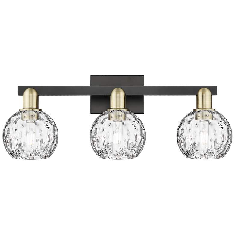 Image 1 Arcadia Athens 25"W 3-Lt Black Brass Bath Light w/ Water Glass Shade