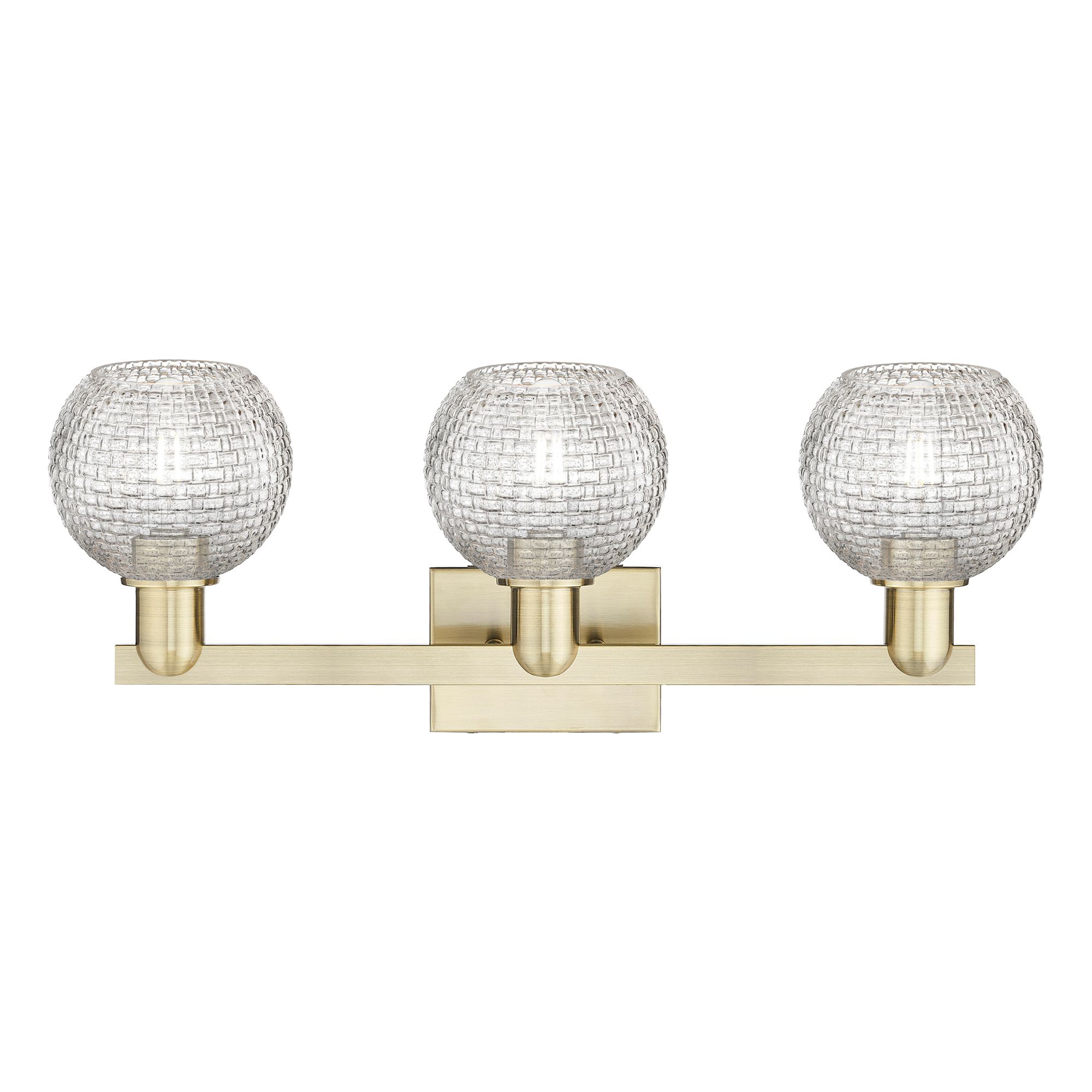 Image 2 Arcadia Athens 25"W 3-Lt Brass Bath Light w/ Clear Basketweave Shade more views