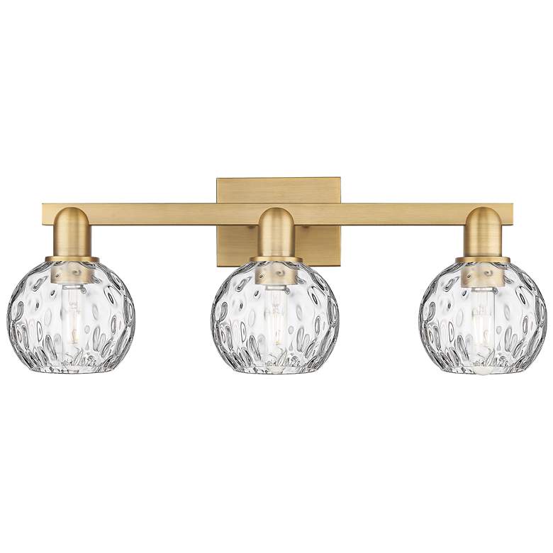 Image 1 Arcadia Athens 25"W 3-Lt Brushed Brass Bath Light w/ Water Glass Shade