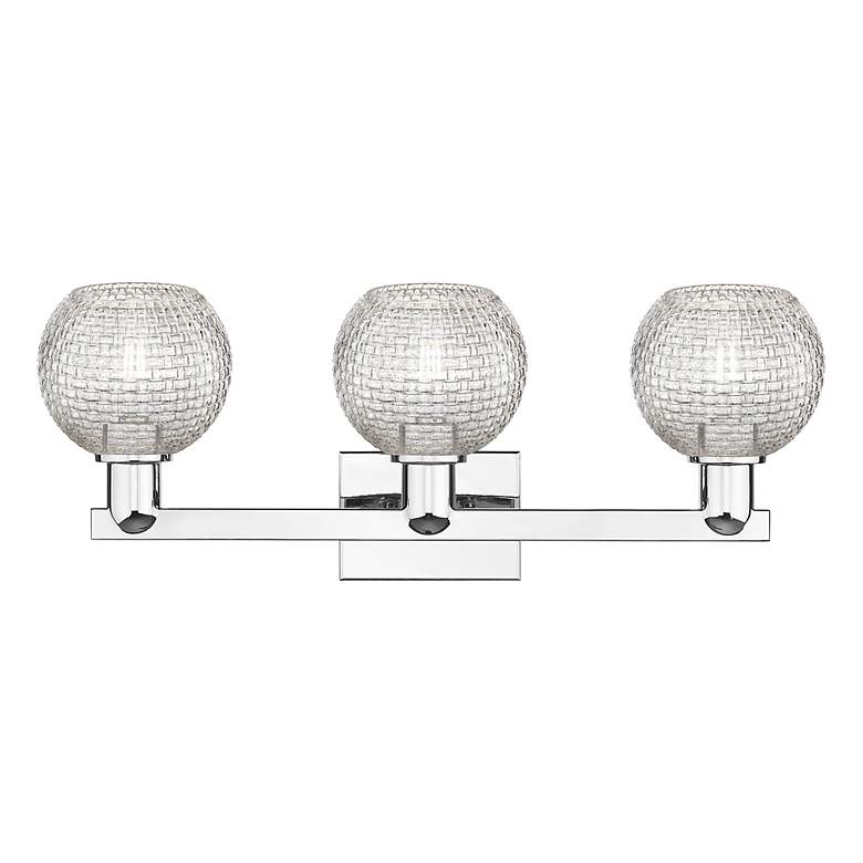 Image 2 Arcadia Athens 25"W 3-Lt Chrome Bath Light w/ Clear Basketweave Shade more views