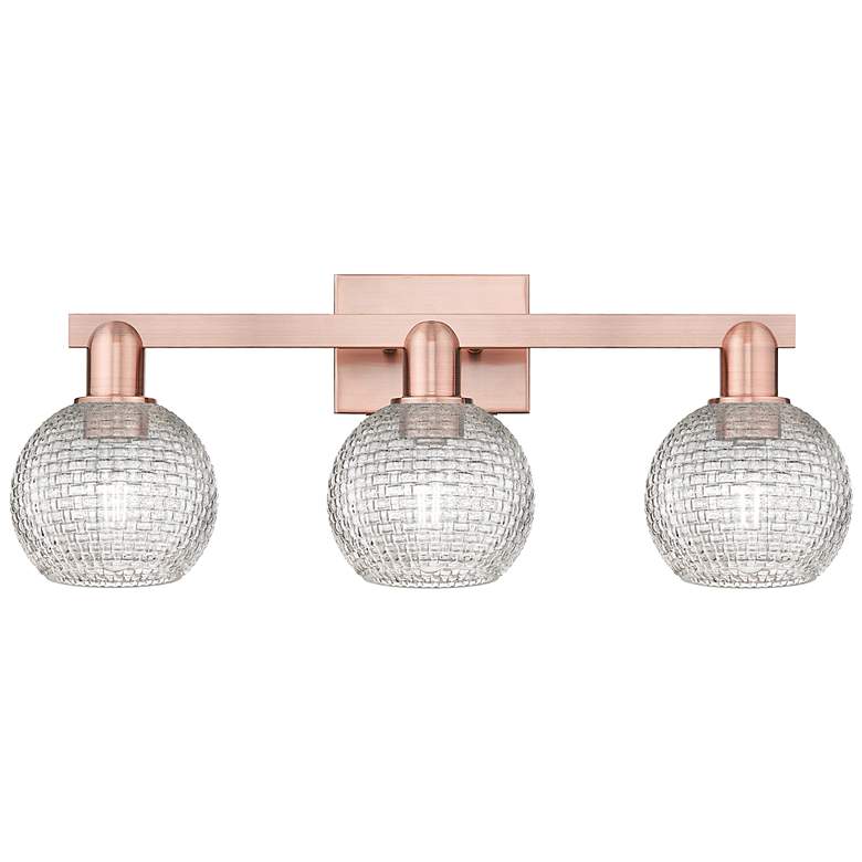 Image 1 Arcadia Athens 25"W 3-Lt Copper Bath Light w/ Clear Basketweave Shade