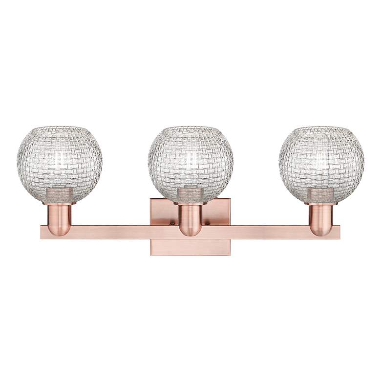 Image 2 Arcadia Athens 25"W 3-Lt Copper Bath Light w/ Clear Basketweave Shade more views