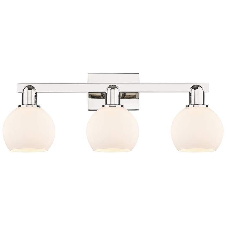 Image 1 Arcadia Athens 25"W 3-Lt Polished Nickel Vanity w/ Matte White Shade