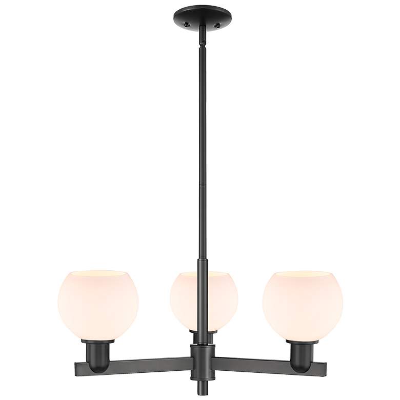 Image 1 Arcadia Athens 28"W 3 Light Black Stem Chandelier w/ Matte White Shade