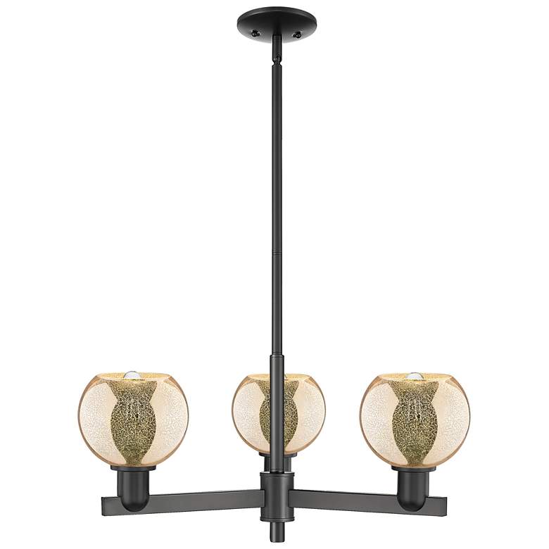 Image 1 Arcadia Athens 28"W 3 Light Black Stem Chandelier w/ Mercury Shade
