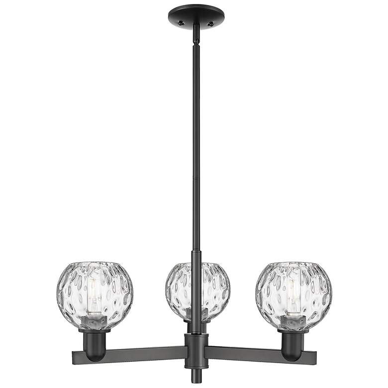 Image 1 Arcadia Athens 28"W 3 Light Black Stem Chandelier w/ Water Glass Shade