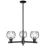 Arcadia Athens 28"W 3 Light Black Stem Chandelier w/ Water Glass Shade