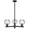 Arcadia Athens 28"W 3 Light Black Stem Chandelier w/ Water Glass Shade