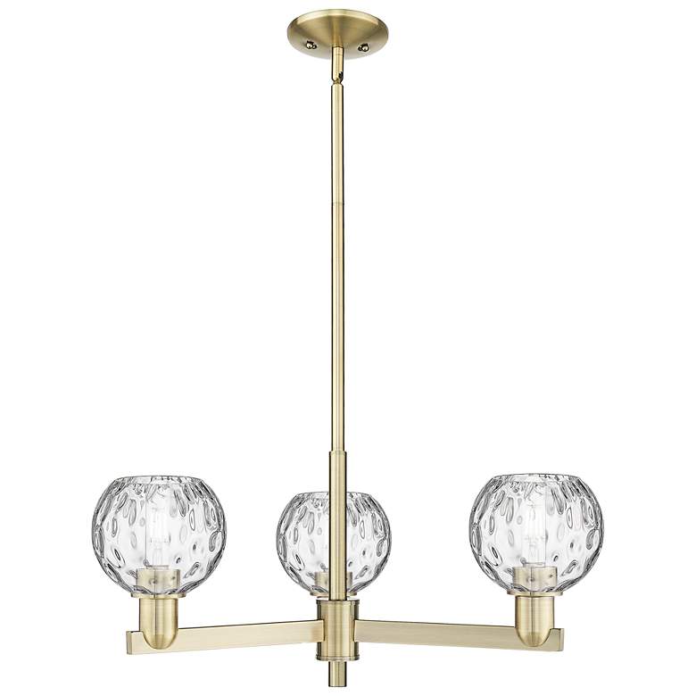 Image 1 Arcadia Athens 28"W 3 Light Brass Stem Chandelier w/ Water Glass Shade