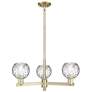 Arcadia Athens 28"W 3 Light Brass Stem Chandelier w/ Water Glass Shade