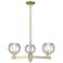 Arcadia Athens 28"W 3 Light Brass Stem Chandelier w/ Water Glass Shade