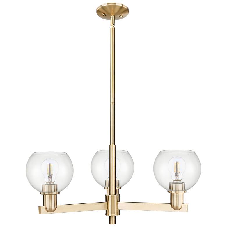 Image 1 Arcadia Athens 28"W 3 Light Bronze Stem Chandelier w/ Clear Shade