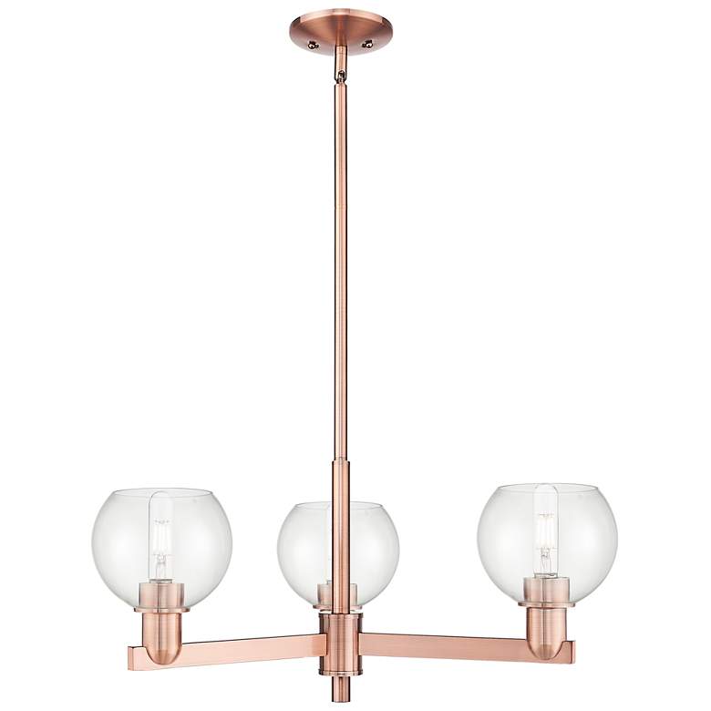 Image 1 Arcadia Athens 28"W 3 Light Copper Stem Hung Chandelier w/ Clear Shade