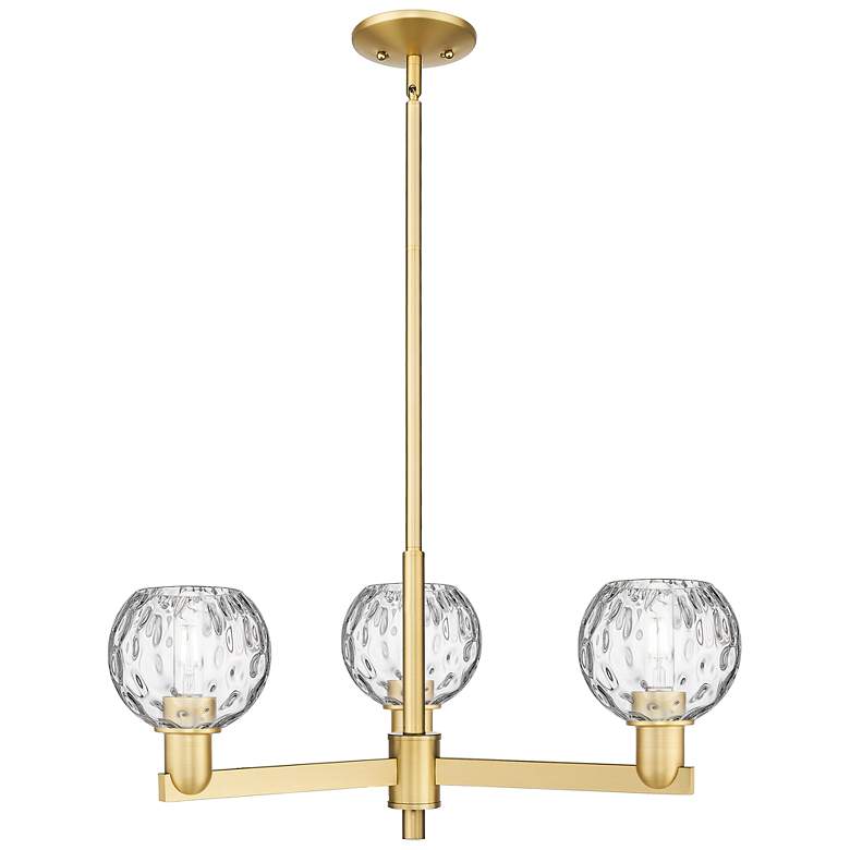 Image 1 Arcadia Athens 28"W 3 Light Gold Stem Chandelier w/ Water Glass Shade